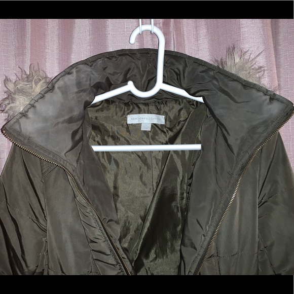 Green belted hooded long jacket small - Picture 3 of 8